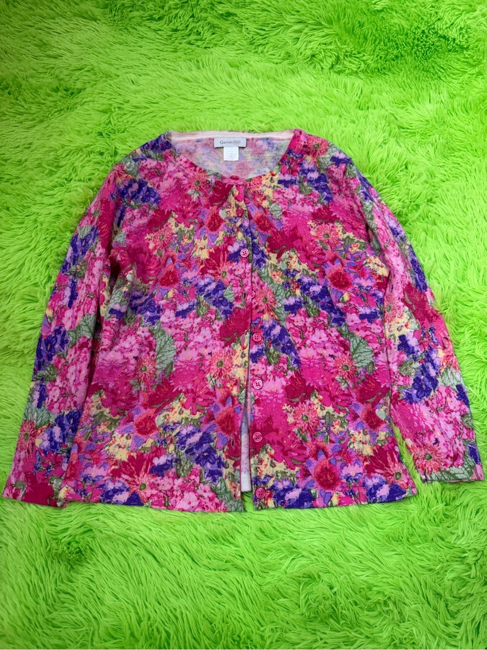 Garnet Hill Floral Button Cardigan